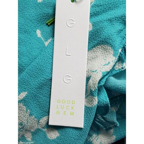 Good Luck Gem Teal Floral Size Medium Ruffle Dress - Picture 8 of 11